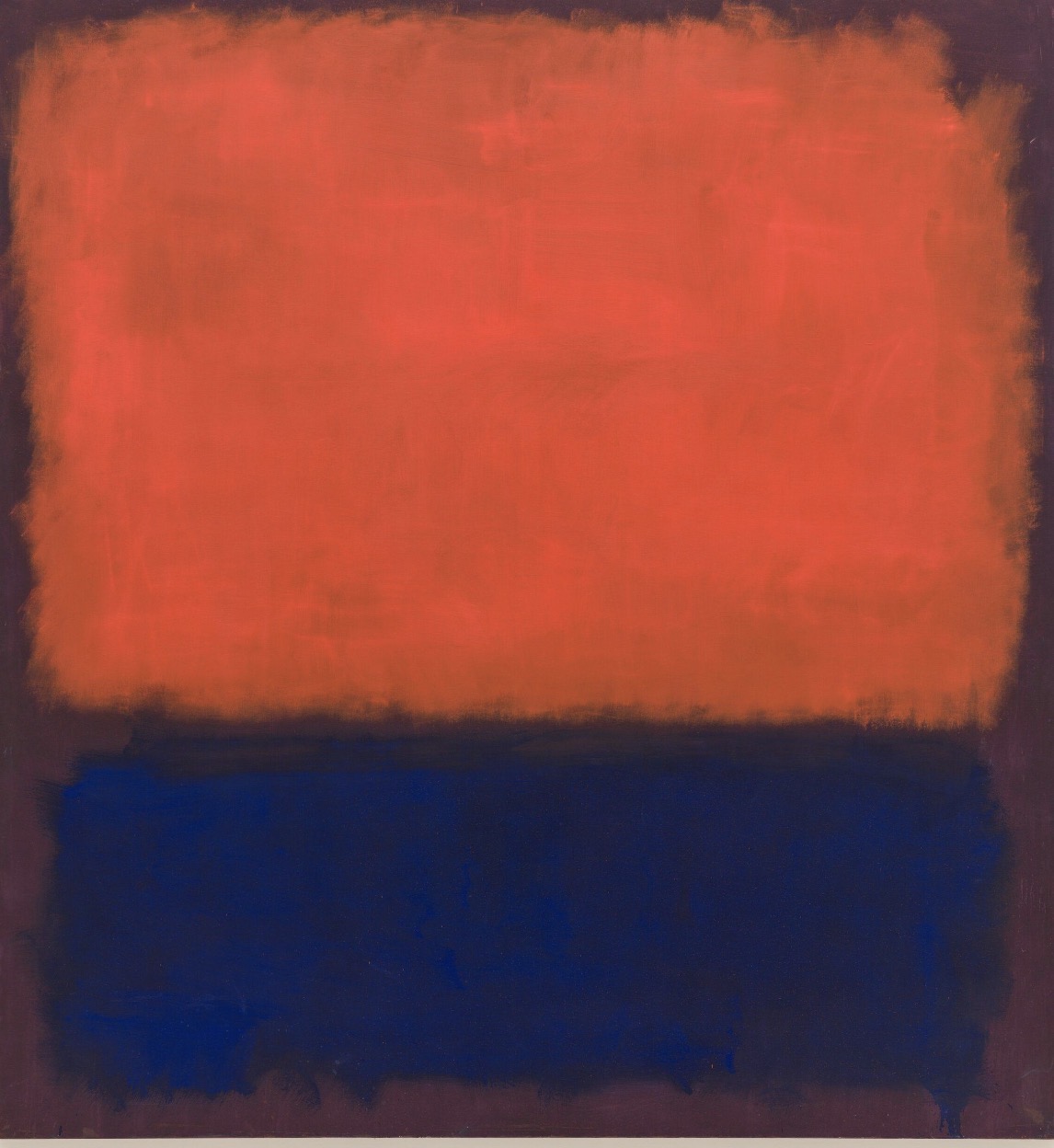 Original painting — colour fields in red-orange and deep blue